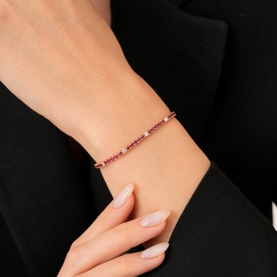 3.97 Karat Pırlanta Yakut Bileklik - 3