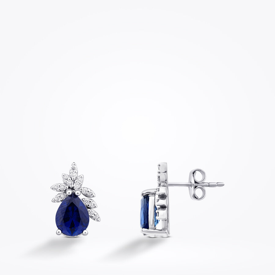 4.23 Karat Pırlanta Safir Küpe