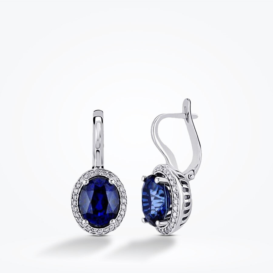4.67 Karat Pırlanta Safir Küpe