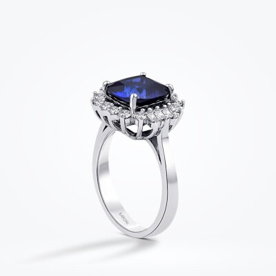 4.16 Karat Pırlanta Baget Safir Yüzük - Baroni Diamond (1)