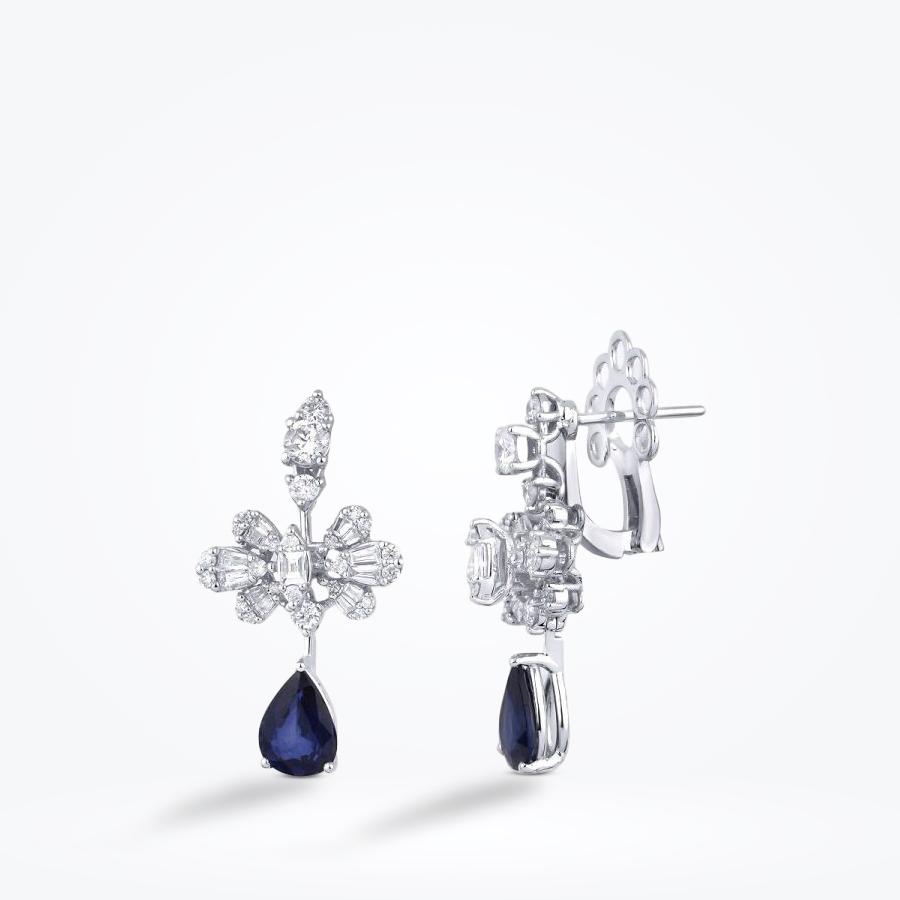 4.33 Karat Pırlanta Safir Küpe - Baroni Diamond