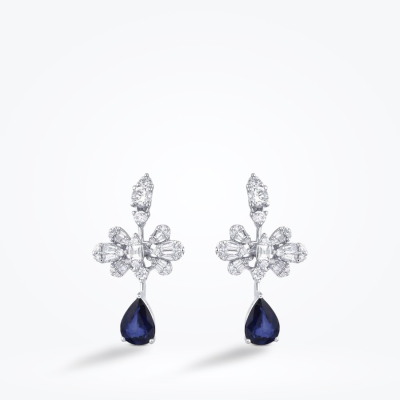 4.33 Karat Pırlanta Safir Küpe - 2