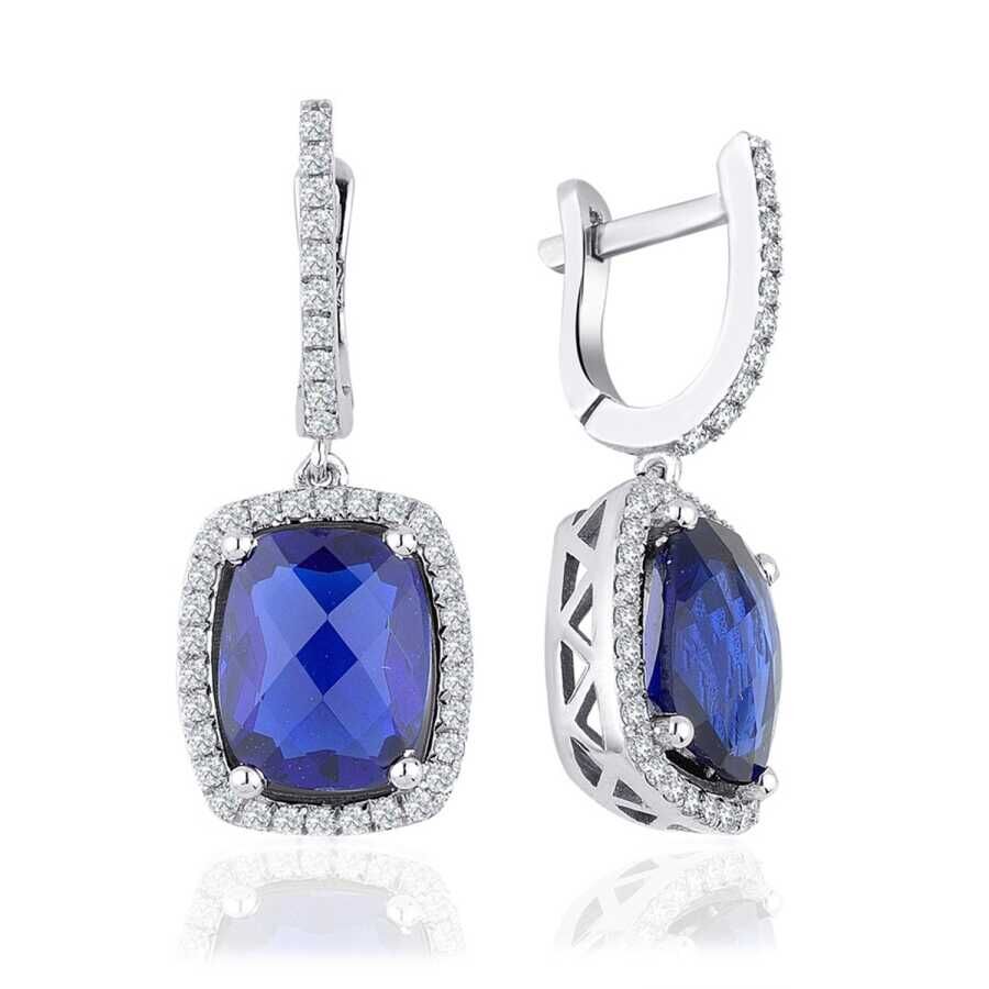 4.33 Karat Pırlanta Safir Küpe