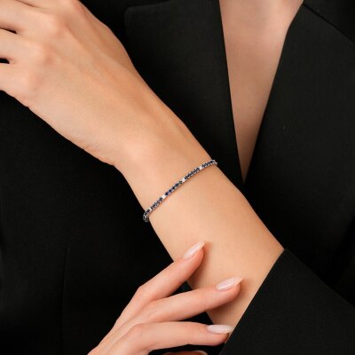 4.34 Karat Pırlanta Safir Bileklik - 3