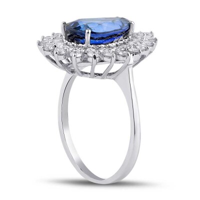 4.41 Karat Pırlanta Damla Safir Yüzük - Baroni Diamond (1)