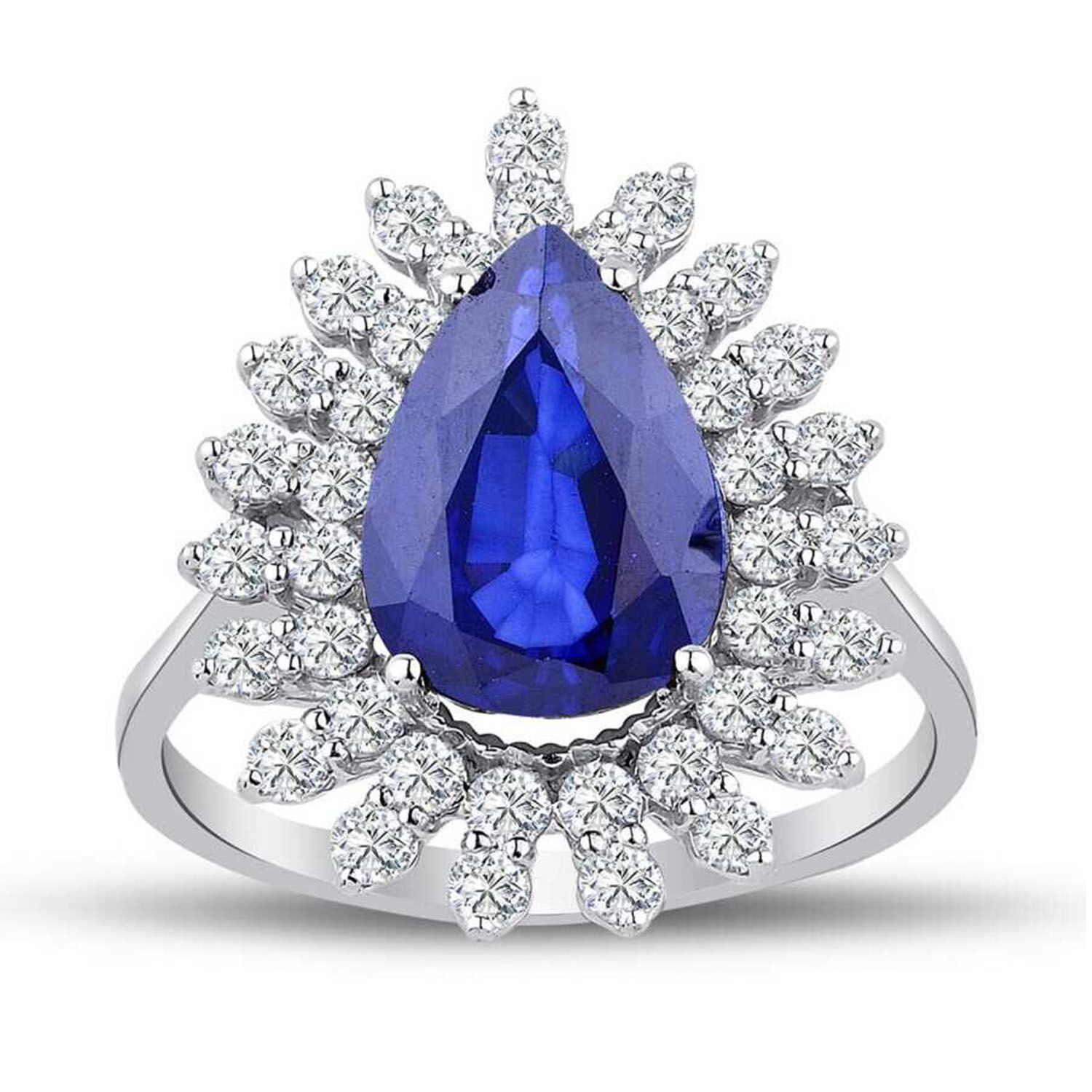 4.41 Karat Pırlanta Damla Safir Yüzük - Baroni Diamond