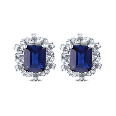 4.57 Karat Pırlanta Safir Küpe - Baroni Diamond (1)