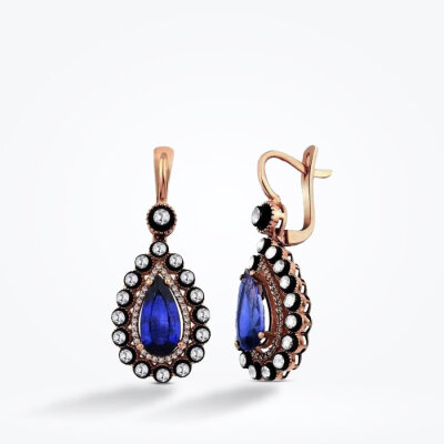 4.74 Karat Elmas Safir Küpe 