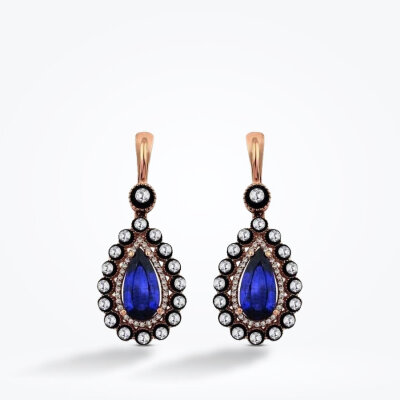 4.74 Karat Elmas Safir Küpe - 2