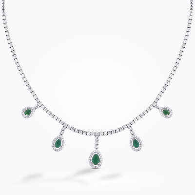 5.80 Karat Pırlanta Damla Taşlı Zümrüt Gerdanlık - Baroni Diamond (1)