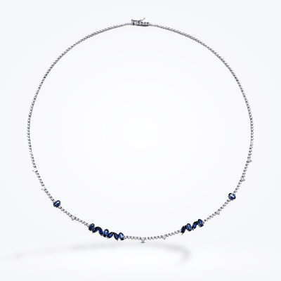 5.99 Karat Pırlanta Safir Gerdanlık - 1