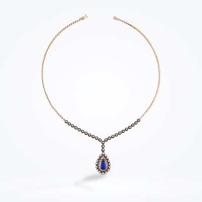 4.66 Karat Elmas Safir Kolye - 1