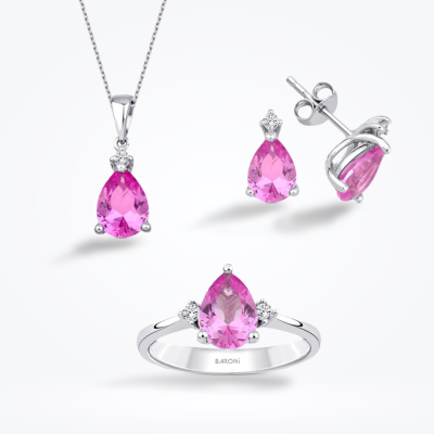 5.40 Karat Pırlanta Pink Safir Taşlı Set 