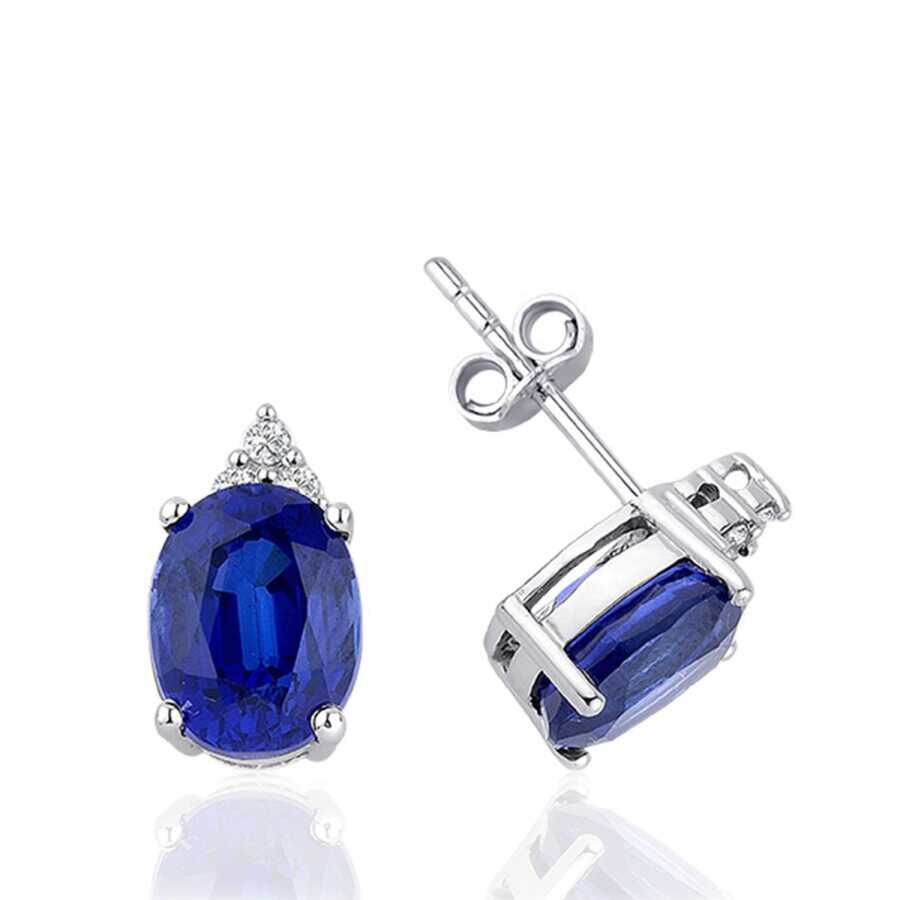 5.81 Karat Pırlanta Safir Küpe