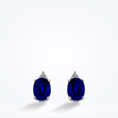 5.81 Karat Pırlanta Safir Küpe - 2