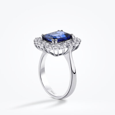 5.82 Karat Pırlanta Baget Safir Yüzük - Baroni Diamond (1)