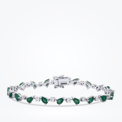6.03 Karat Pırlanta Zümrüt Bileklik - 1