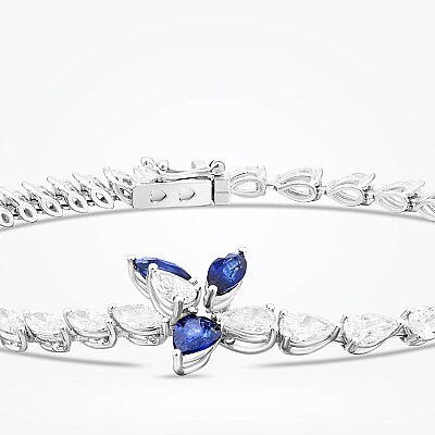 6.80 Karat Pırlanta Safir Bileklik - 2