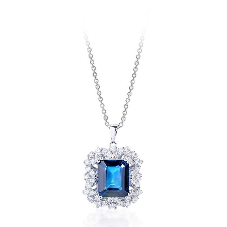 6.04 Karat Pırlanta Safir Kolye