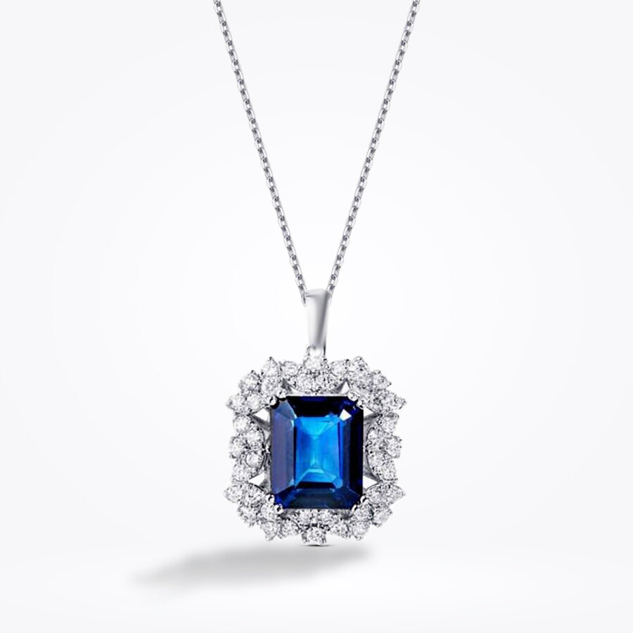 6.04 Karat Pırlanta Safir Kolye