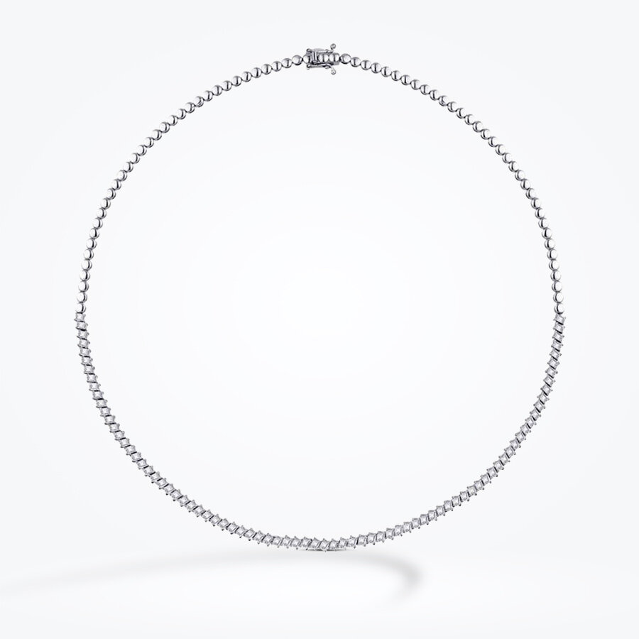 6.87 Karat Pırlanta Baget Taşlı Su Yolu Gerdanlık - Baroni Diamond