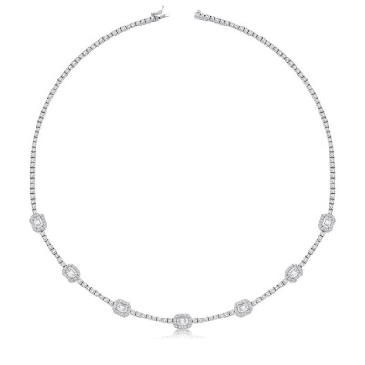 7.22 Karat Pırlanta Baget Su Yolu Gerdanlık - 1