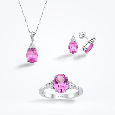 8.09 Karat Pırlanta Pink Safir Trend Set 