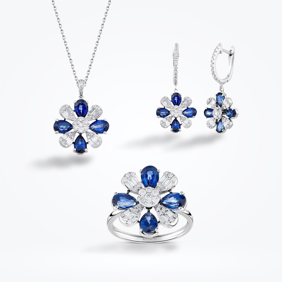 8.88 Karat Pırlanta Safir Set - Baroni Diamond