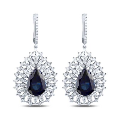 9.49 Karat Pırlanta Safir Küpe - Baroni Diamond (1)