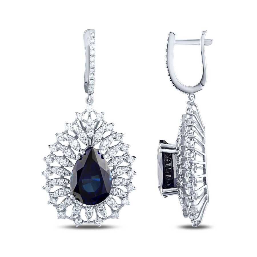 9.49 Karat Pırlanta Safir Küpe