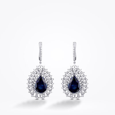 9.49 Karat Pırlanta Safir Küpe - Baroni Diamond (1)