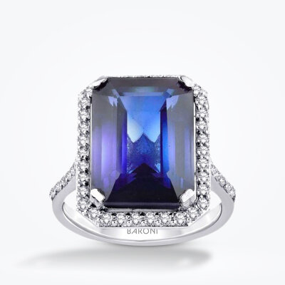 9.52 Karat Pırlanta Safir Yüzük - 1