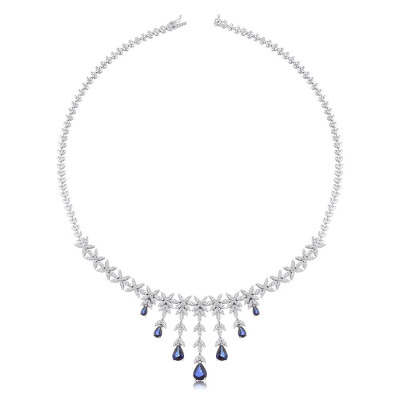 9.87 Karat Pırlanta Safir Gerdanlık - 1