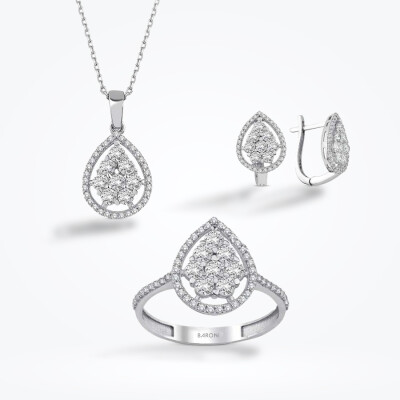 Altın Taşlı Damla Set