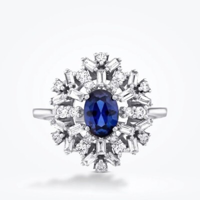 6.46 Karat Pırlanta Baget Safir Set - 2