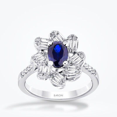 4.77 Karat Pırlanta Baget Safir Set - 2