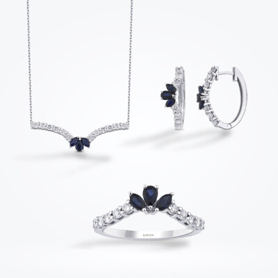 2.86 Karat Pırlanta Safir Set - 1