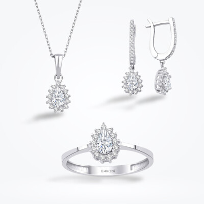 Altın Damla Taşlı Set