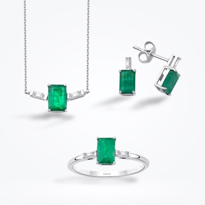 2.32 Karat Pırlanta Zümrüt Set