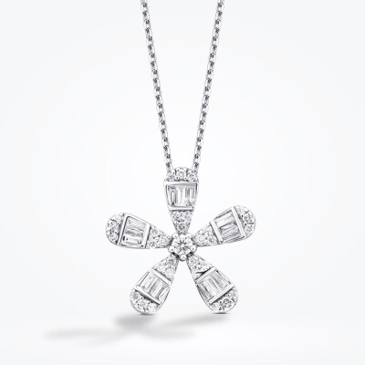 0.96 Karat Pırlanta Baget Çiçek Set - 2