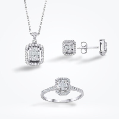 0.88 Karat Pırlanta Baget Mini Set - 1
