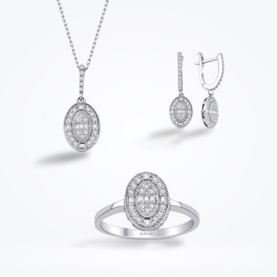 0.87 Karat Pırlanta Baget Set - 1