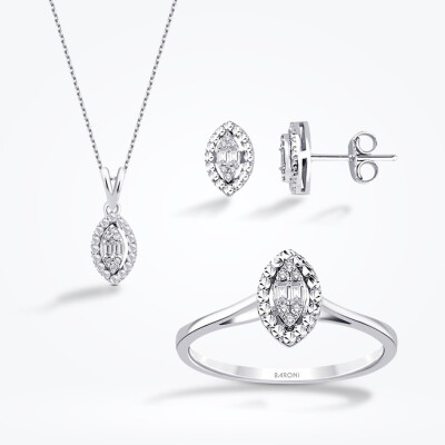 0.21 Karat Pırlanta Damla Baget Set - 1