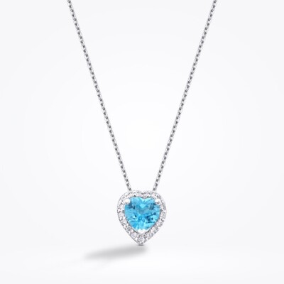 2.56 Karat Pırlanta Blue Topaz Kalp Set - 2