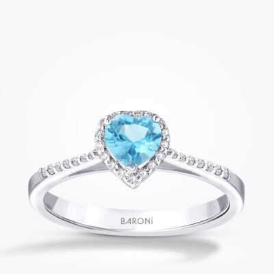 2.56 Karat Pırlanta Blue Topaz Kalp Set - 3