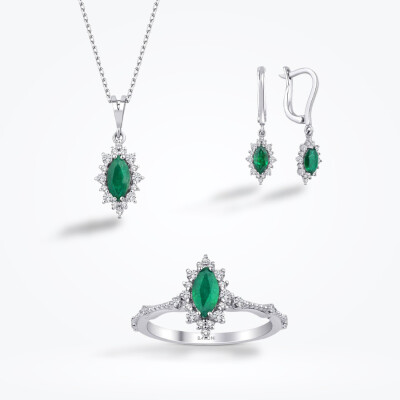 2.04 Karat Pırlanta Zümrüt Set