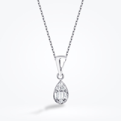 0.28 Karat Pırlanta Baget Damla Set - 3