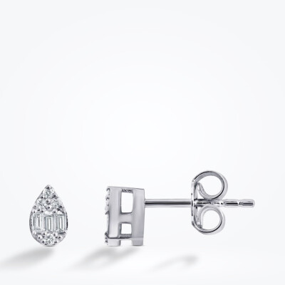 0.28 Karat Pırlanta Baget Damla Set - 4