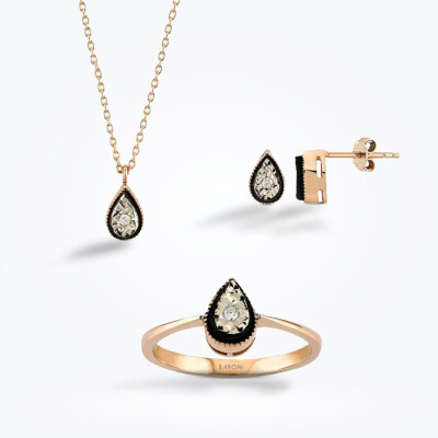 0.08 Karat Pırlanta Damla Mini Set - 1