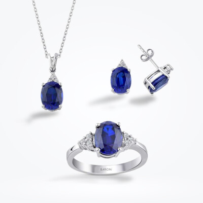 11.85 Karat Pırlanta Safir Set - 1